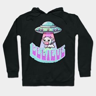 Believe UFO Cow Abduction Kawaii Alien Extraterrestrial Hoodie